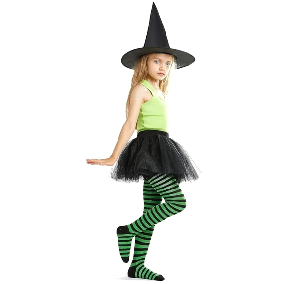 Over the Knee Striped Socks Lime Green Black OTK Thigh High Boot Liner Costume - Picture 5 of 8
